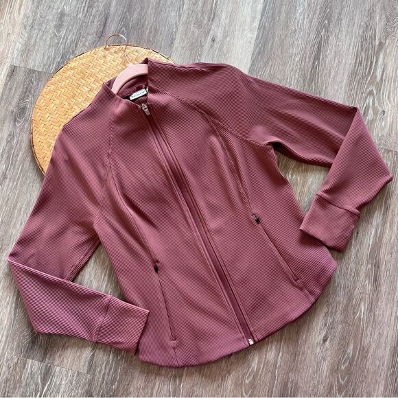 Athleta salutation ribbed jacket in tawny rose women’s size L petite - Picture 2 of 7